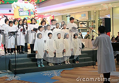 Hong Kong christmas eve caroling event in Domain Mall Editorial Stock Photo