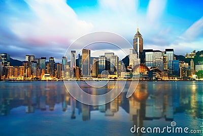 Hong Kong cityscape, Sunrise Twilight scene Stock Photo