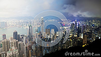 Hong Kong from day to night Stock Photo