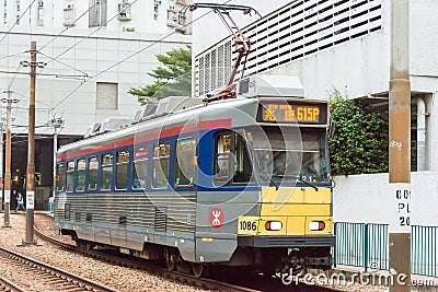 Hong Kong MTR Light Rail. The system operates over 1435mm standard gauge gauge track in Hong Kong. Editorial Stock Photo