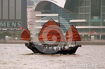 Hong Kong: Dik Luk Chinese Junk Editorial Stock Photo