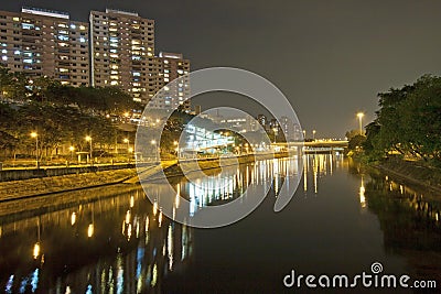 Hong Kong downtown at night Stock Photo