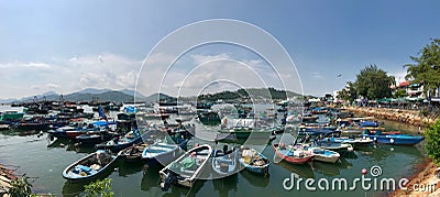 Fishing boats resting in harbor. Editorial Stock Photo