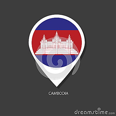 Cambodia flag check-in icon with name of city Vector Illustration