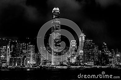 Hong Kong skyline by night Editorial Stock Photo