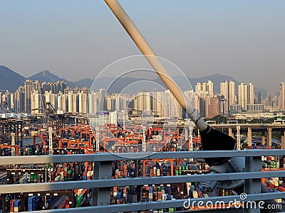 Hong Kong Harbour Port Containers Goods Shipping Logistics Transportation Heavy Duty Machinery Facility Editorial Stock Photo