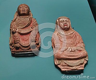 Hong Kong Heritage Museum Ancient Yuan Dunhuang Wooden Buddha Figure Sculpture Antique Chinese Buddhist Mogao Caves China Treasure Editorial Stock Photo