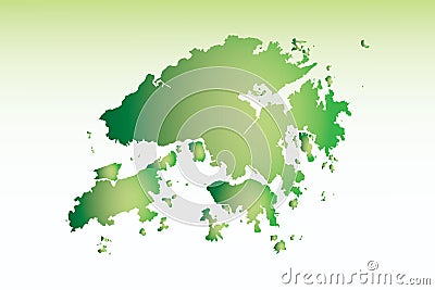 Hong Kong map using green color with dark and light effect vector on light background Vector Illustration
