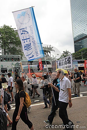 Protest, crowd, vehicle, event, demonstration, advertising, street, public, city, recreation, pedestrian, car Editorial Stock Photo