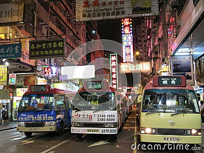 Minibuses in Hong Kong City Editorial Stock Photo