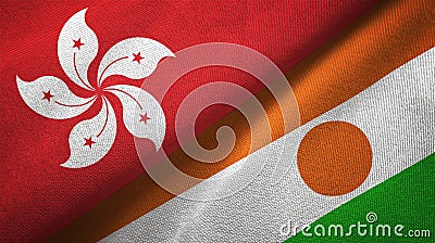 Hong Kong and Niger two flags textile cloth, fabric texture Stock Photo