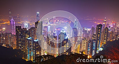 Hong Kong night scene from the peak Stock Photo