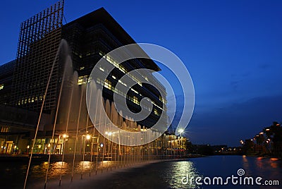 Hong Kong night view fountain Stock Photo