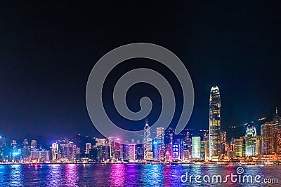 Hong Kong Night View, Victoria Harbour Editorial Stock Photo