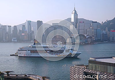 Star Pisces cruise ship in Hong Kong Harbor Editorial Stock Photo