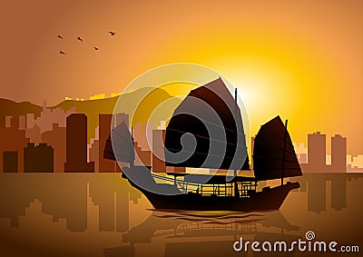 Hong Kong Panoramic Vector Illustration