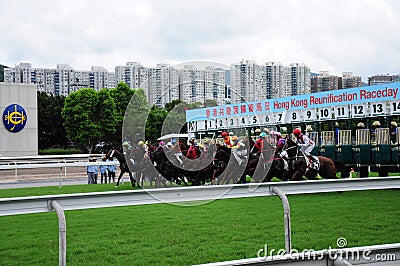 Hong Kong Reunification Cup Jockey Club horse racing Editorial Stock Photo