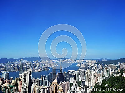 Stunning views of Hong Kong from The Peak Tower, Sky Terrace 428 Hong Kong. Editorial Stock Photo