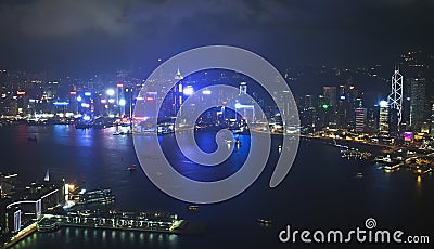 Hong Kong skyline at night Stock Photo