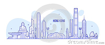 Hong Kong skyline People Republic of China vector Vector Illustration