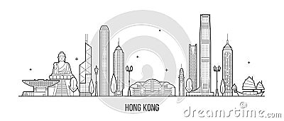 Hong Kong skyline People Republic of China vector Vector Illustration