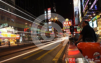 Hong Kong Street by night Editorial Stock Photo