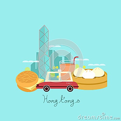 Hong Kong travel element Vector Illustration