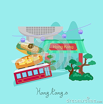 Hong Kong travel element Vector Illustration