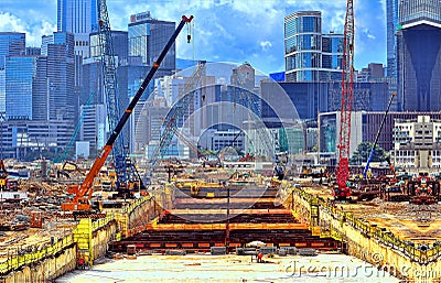 Hong kong tunnel construction Editorial Stock Photo