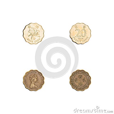 Hong Kong twenty cents coins collection Stock Photo