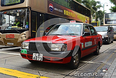 Hong Kong Urban red taxi Editorial Stock Photo