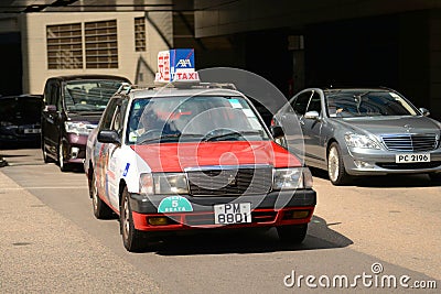 Hong Kong Urban red taxi Editorial Stock Photo