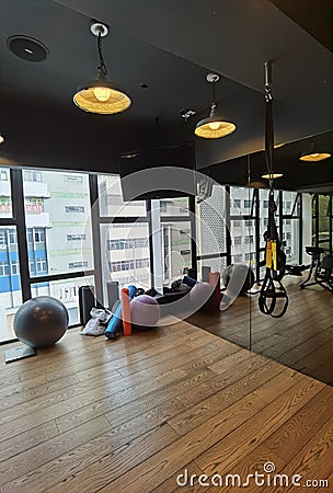 Hong Kong Wong Chuk Hang Ovolo Hotel Gym Room Exercise Fitness Machine Workout Yoga Facility Editorial Stock Photo