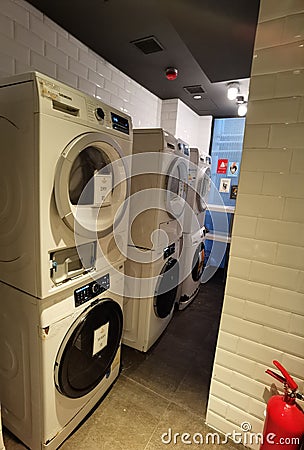 Hong Kong Wong Chuk Hang Ovolo Hotel Laundry Room Socializing Space Interior Design Electronic Appliances Editorial Stock Photo