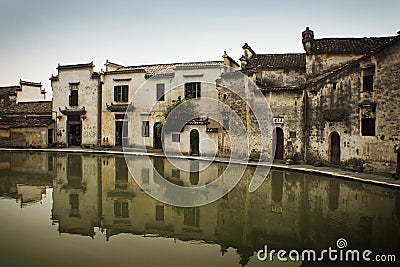 Hongcun village, famous moon pool, water reflectio Stock Photo