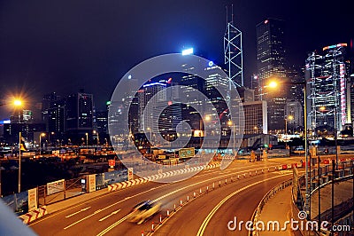 Hongkong central night scene,street view of China city, travel tourism tour Traveling in China ,Asia Editorial Stock Photo