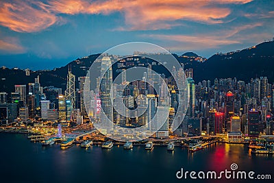 Hongkong city skyline Stock Photo