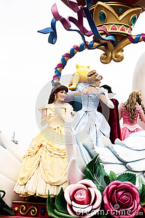 HONGKONG, HONGKONG DISNEYLAND - 30 March 2019 Group of princess parade in Hong Kong Disneyland Editorial Stock Photo