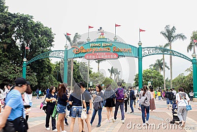 Entrances to Hong Kong Disneyland Resort on 30 March, 2019 Editorial Stock Photo