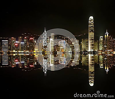 Hongkong skylines at night Stock Photo