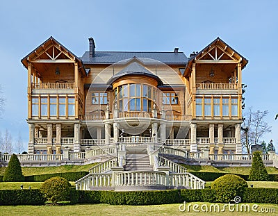 Honka residence building in Mezhyhirya park at Novi Petrivtsi near Kyiv Ukraine Stock Photo