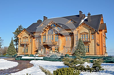 Honka residence building in Mezhyhirya park at Novi Petrivtsi near Kyiv Ukraine Stock Photo