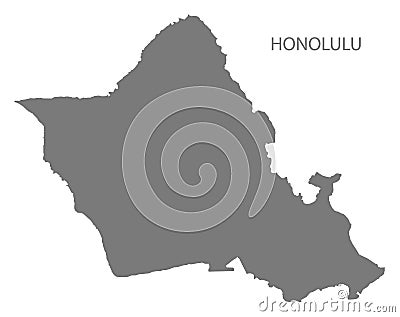 Honolulu Hawaii city map grey illustration silhouette shape Vector Illustration