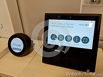 Echo Show and Echo Spot on Display at Best Buy Editorial Stock Photo