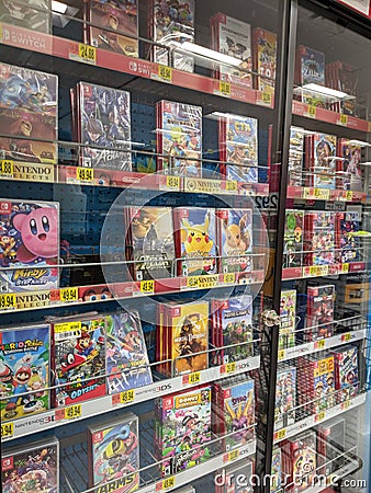 Nintendo Switch games on display at Walmart Editorial Stock Photo