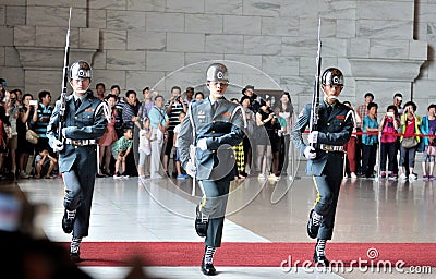 Honor Guard in Chiang Kai-shek Memorial Hall Editorial Stock Photo