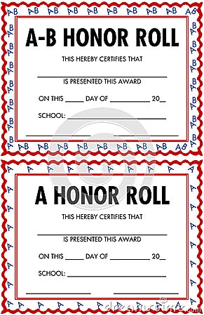 Honor roll certificates Stock Photo