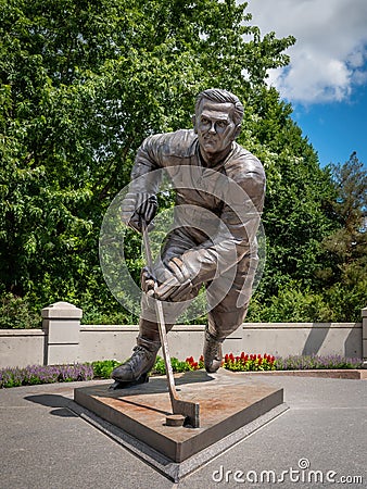 Honorary statue of Maurice Richard, hockey player Editorial Stock Photo