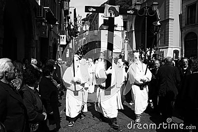 The hooded procession Editorial Stock Photo