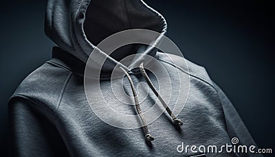 Hooded shirt, metal zipper, black background elegance generated by AI Stock Photo